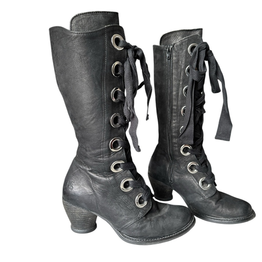 John Fluevog East End Adanac Mid Shin Lace Up Boots (Black)